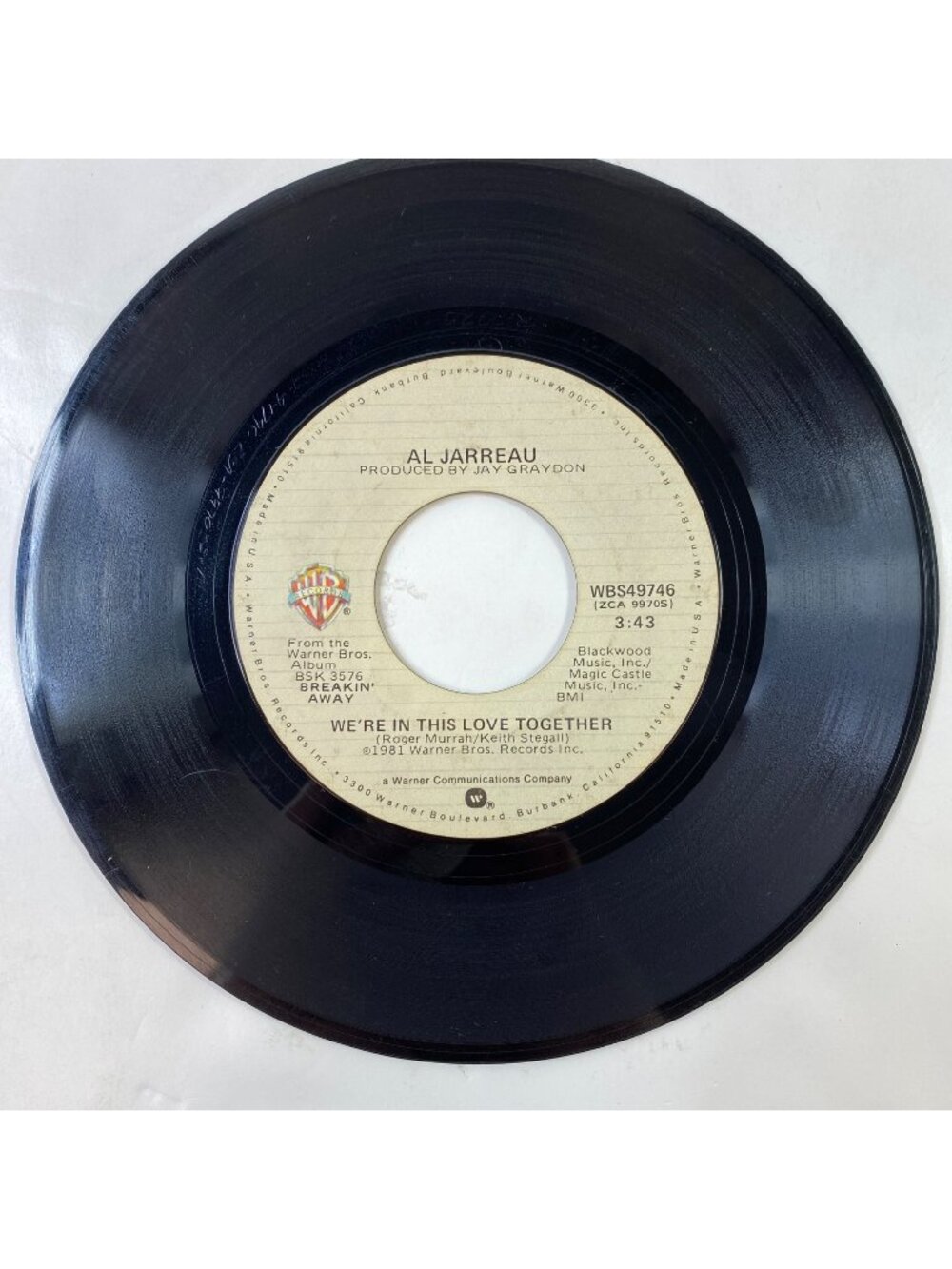 Al Jarreau 7" 45 RPM Vinyl Record Single We're In This Love Together / Alonzo